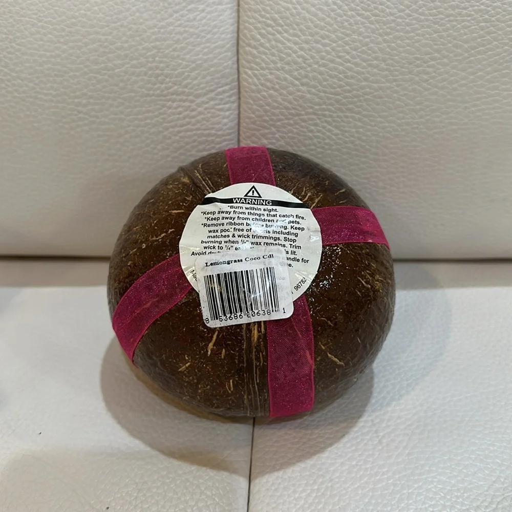 BUNGALOW GLOW HANDMADE IN HAWAII COCONUT SHELL CANDLE: Lemongrass Nosemar NWT